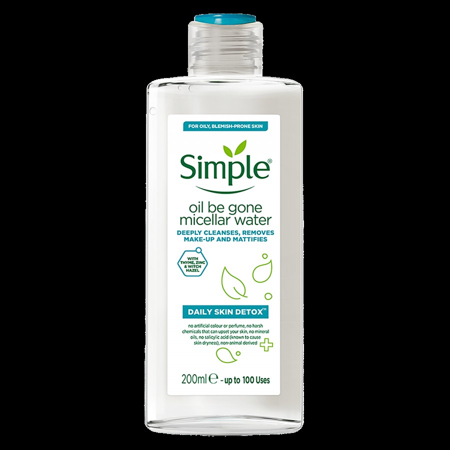 Simple Daily Skin Detox Oil Be Gone Micellar Water - For Oily & Spot-prone Skin