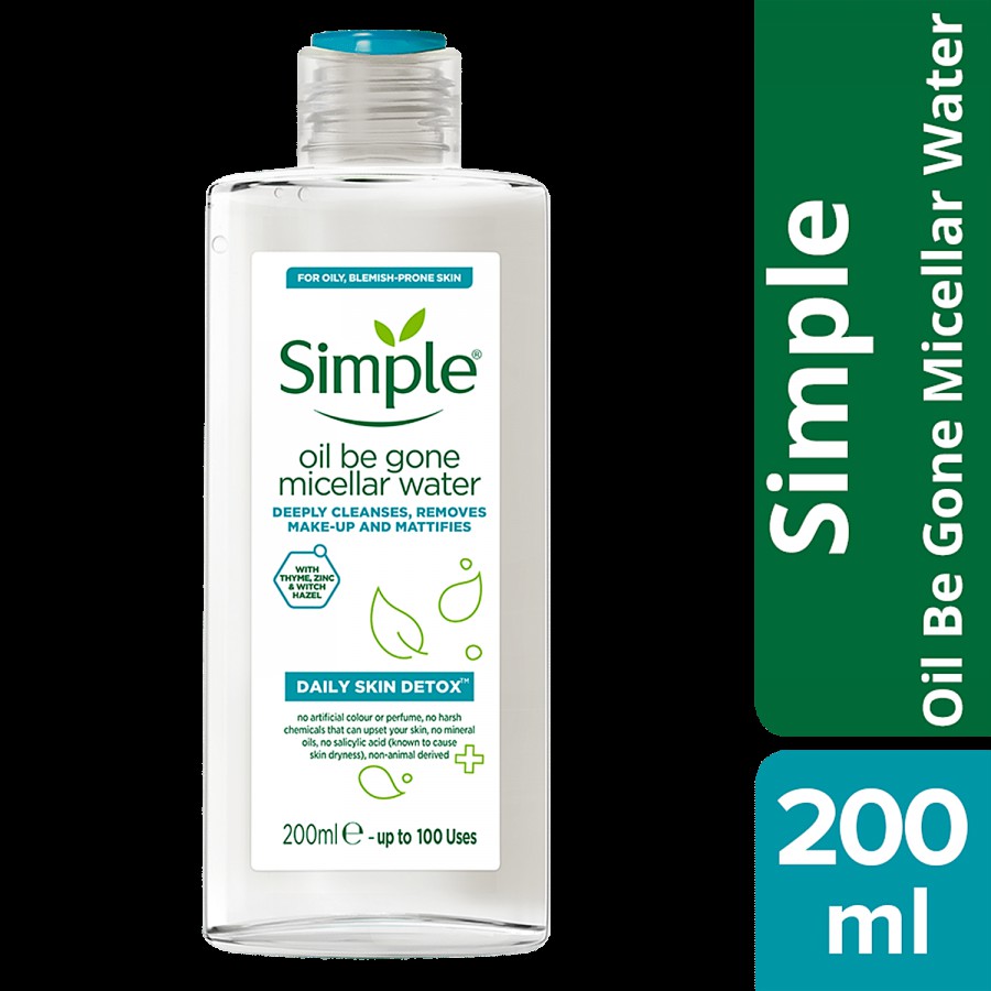 Simple Daily Skin Detox Oil Be Gone Micellar Water - For Oily & Spot-prone Skin