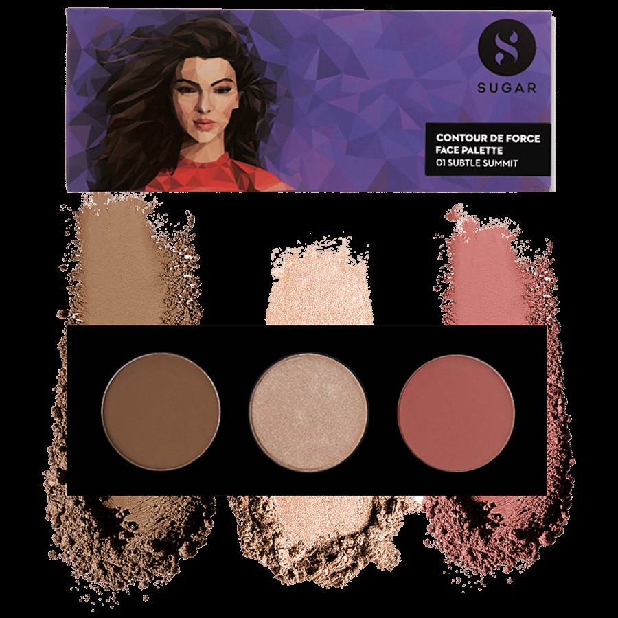 Sugar Cosmetics Contour De Force Face Palette - Light-Weight