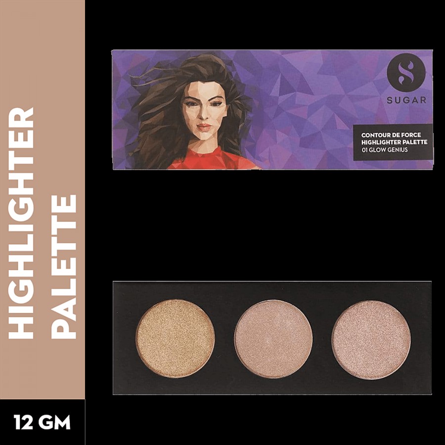 Sugar Cosmetics Contour De Force Highlighter Palette - A Dewy Finish