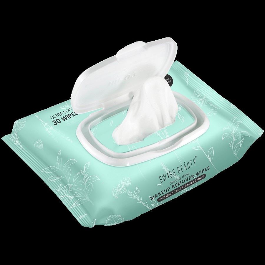 Swiss Beauty Clean & Glow Makeup Remover Wipes With Green Tea & Calendula Extract