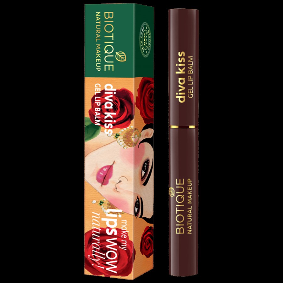 Biotique Natural Makeup Diva Kiss Gel Lip Balm - Cinnamon Swirl