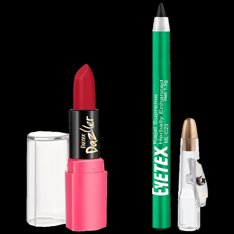 Eyetex Dazller Lipstick & Kajal Combo - Matte Finish Colour