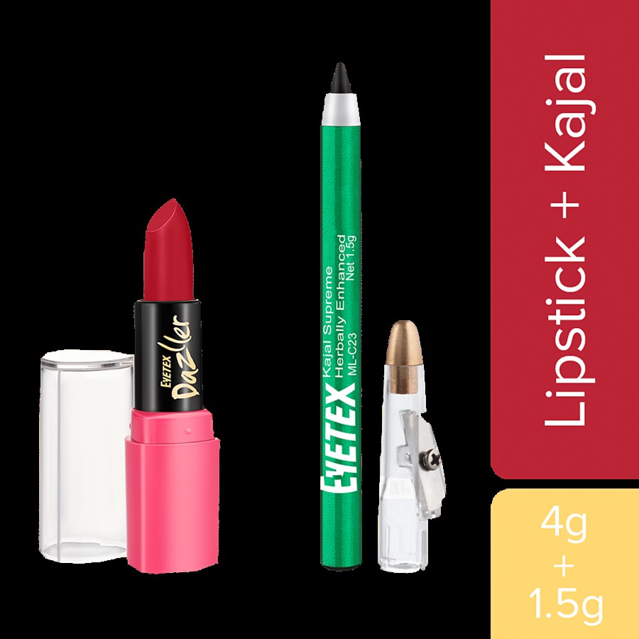 Eyetex Dazller Lipstick & Kajal Combo - Matte Finish Colour