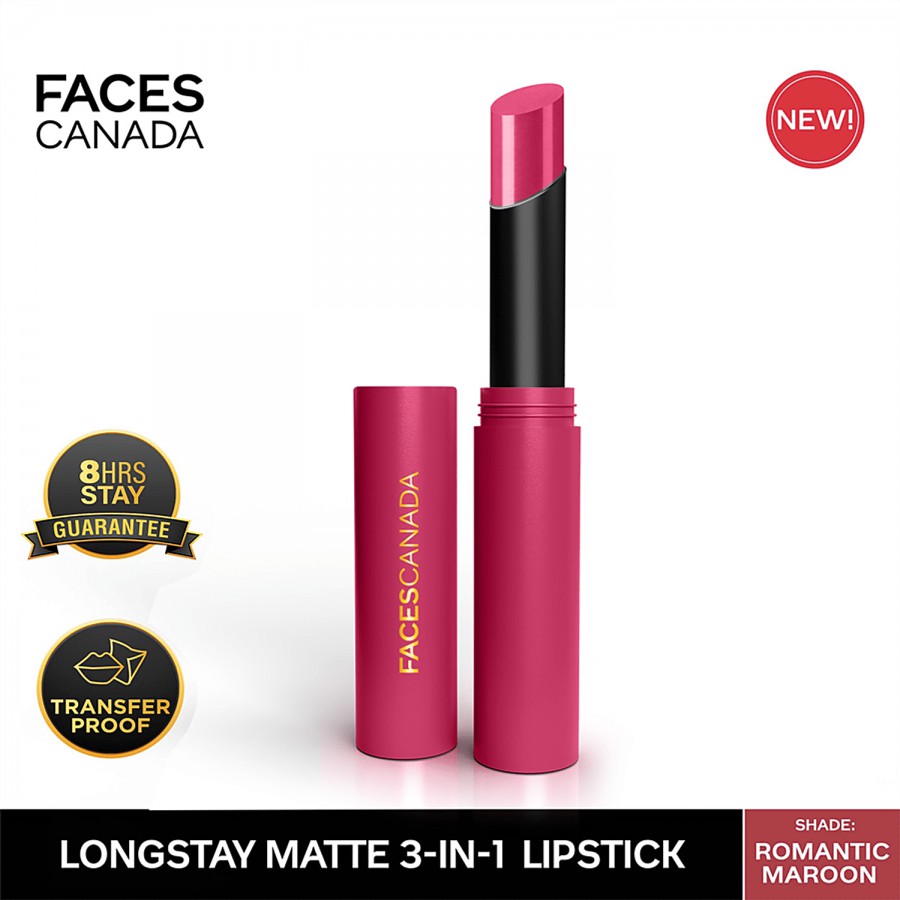 Faces Canada Long Stay Matte 3-In-1 Lipstick - Intense Colour Payoff