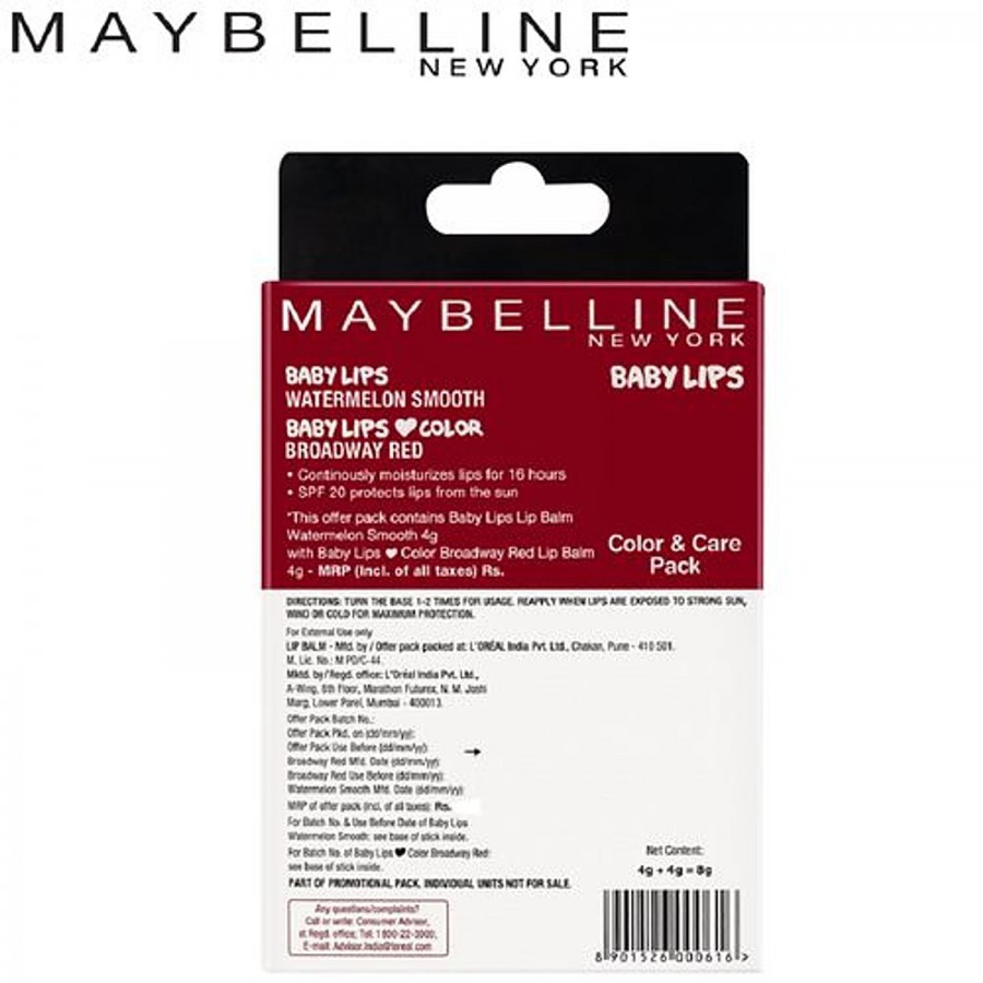 Maybelline New York Baby Lips Combo - Broadway Red