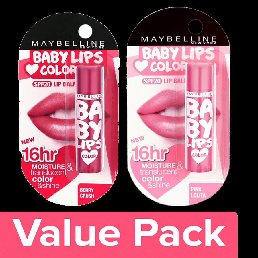 Maybelline New York Baby Lips Lip Balm - Berry Crush 4 g + Pink Lolita 4 g