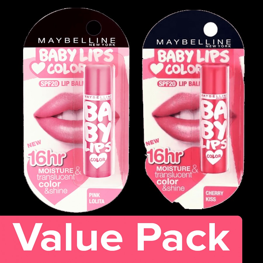 Maybelline New York Baby Lips Lip Balm - Cherry Kiss 4 g + Pink Lolita 4 g