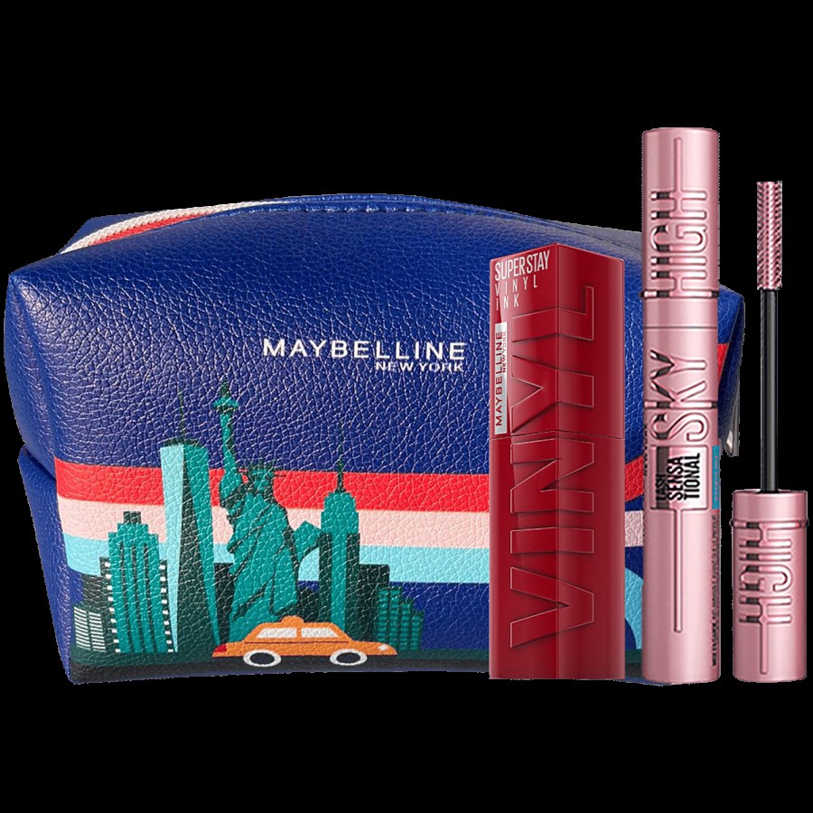 Maybelline New York Suhanas Glam Kit - Vinyl Ink Lipstick & Sky High Mascara