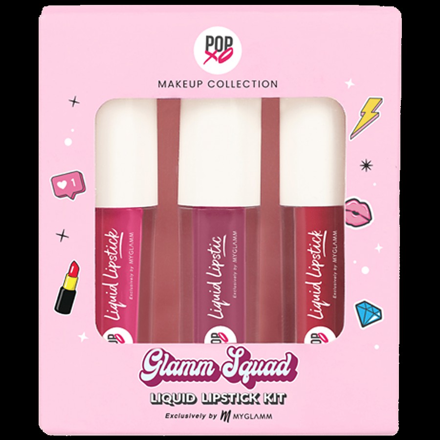 MyGlamm POPxo Makeup Glamm Squad Liquid Lipstick Kit - Smudge Proof