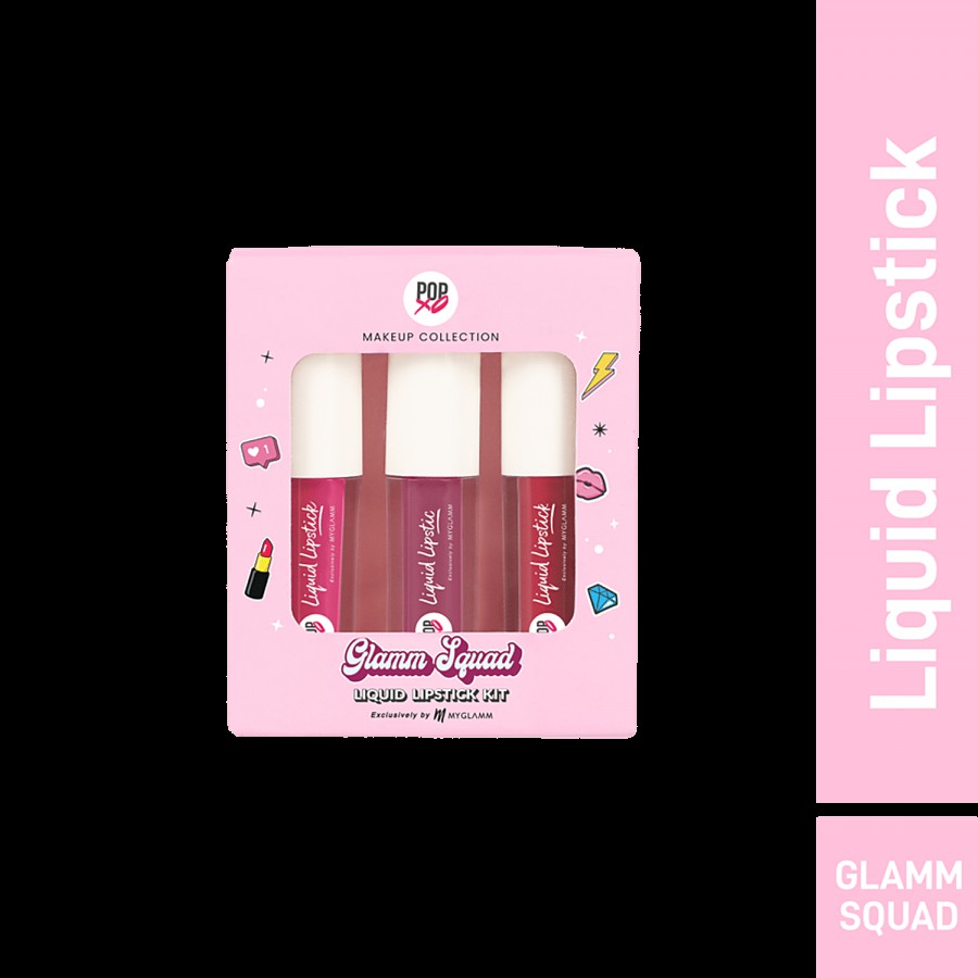 MyGlamm POPxo Makeup Glamm Squad Liquid Lipstick Kit - Smudge Proof