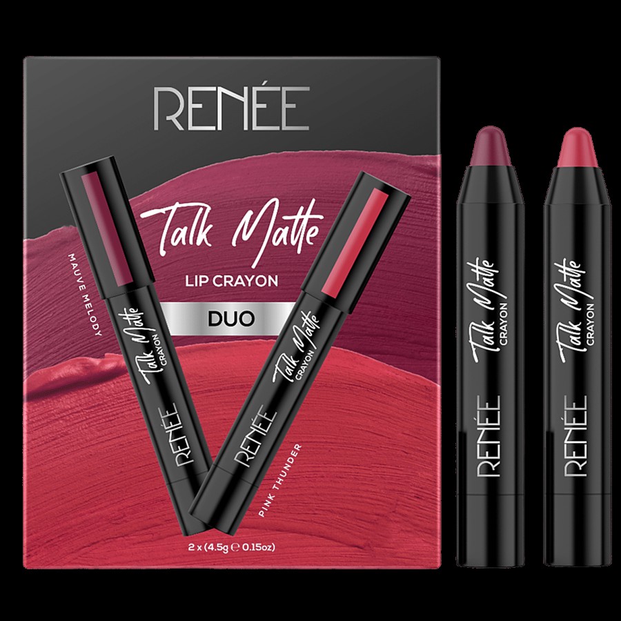 Renee Talk Matte Duo Mauve Melody & Pink Thunder-Enriched with Jojoba Oil Vitamin E & Cocoa Butter Pack of 2