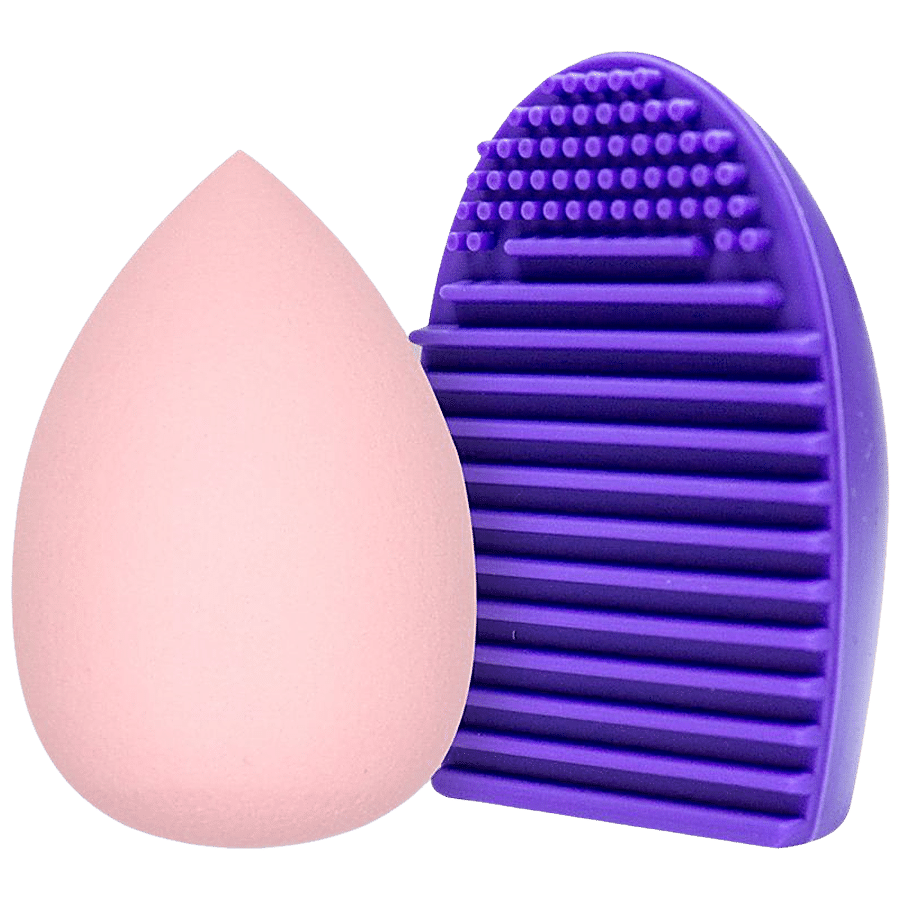 Beautiliss Professional Beauty Blender Makeup Puff Sponge & Silicon Makeup Brush Cleaner Set