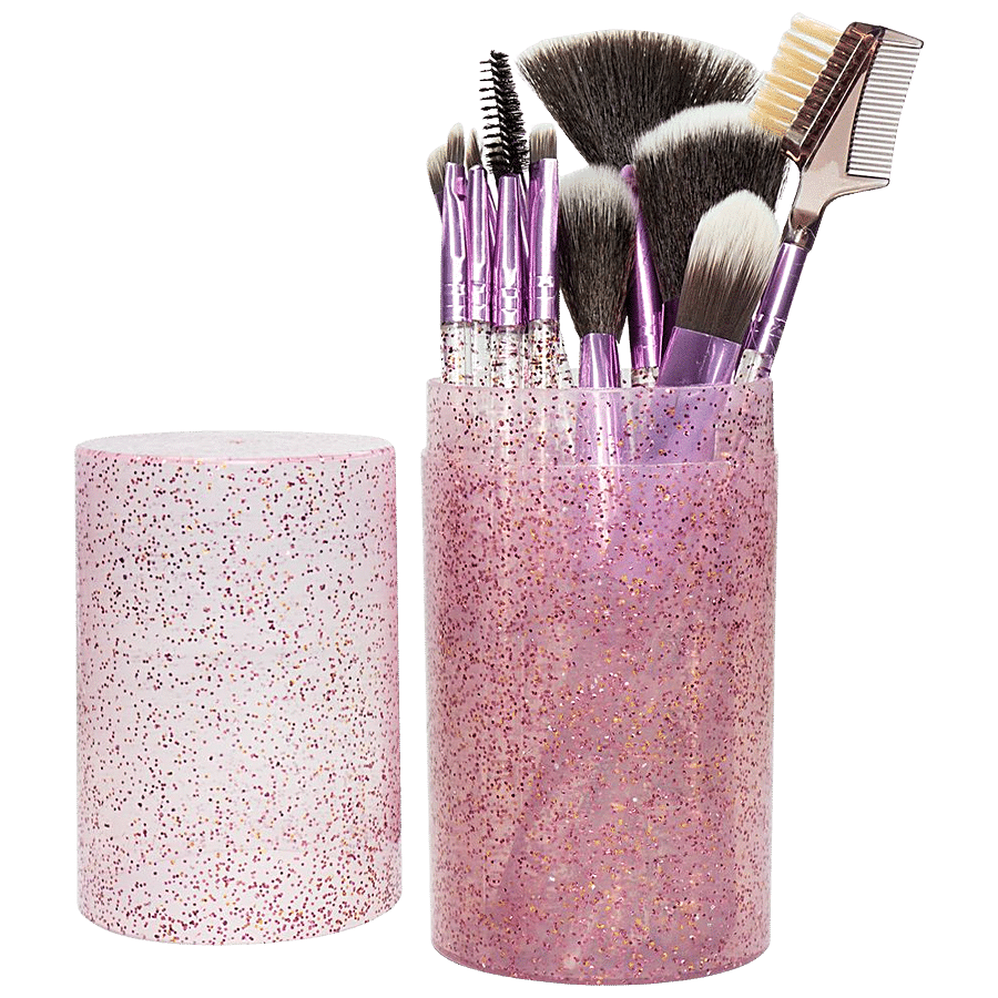 Beautiliss Professional Glitter Dust Makeup Brush Set - With Shimmer Storage Case