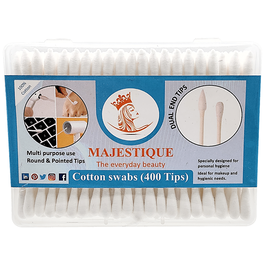 MAJESTIQUE Cotton Swabs - With Wooden Handle