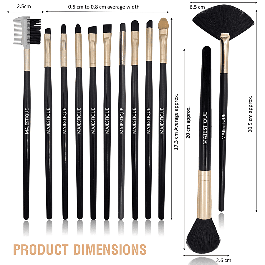 MAJESTIQUE Makeup Brush Kit - Soft Bristles