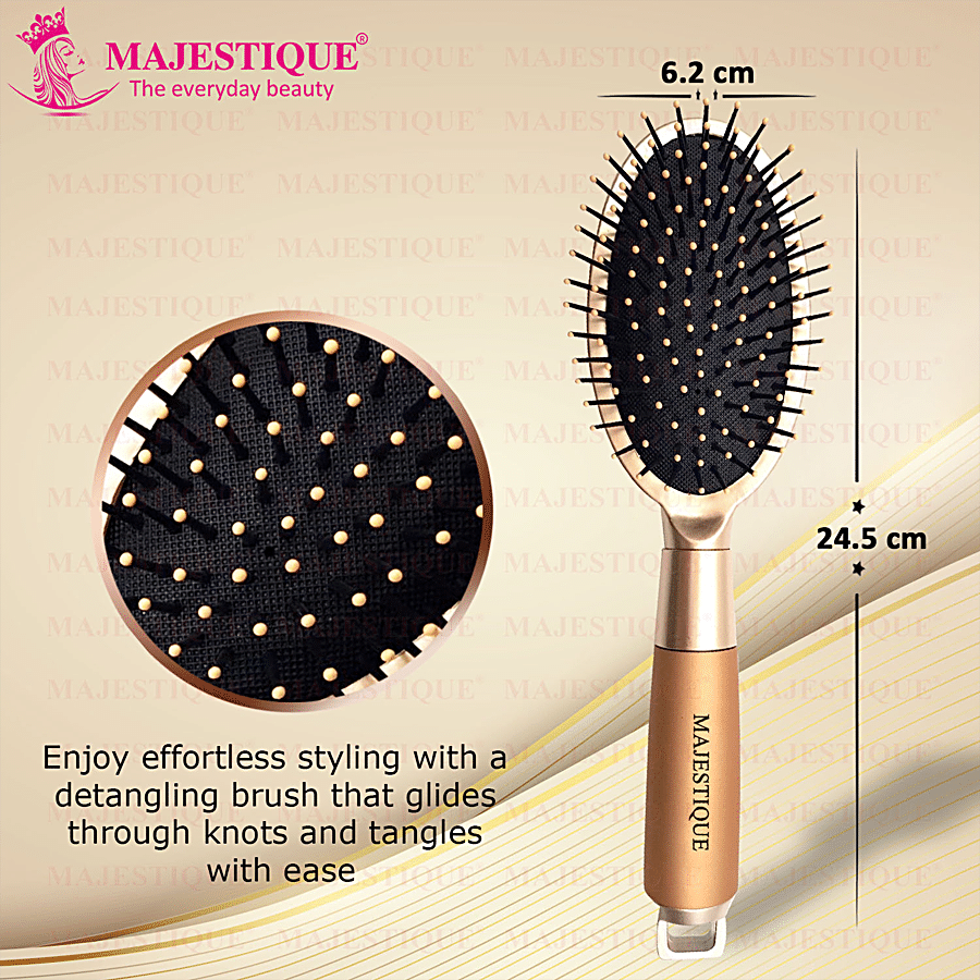 MAJESTIQUE Oval Cushion Detangling Brush - With Ultra-Soft Bristles