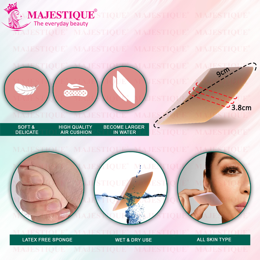 Majestique Elliptical-Angular Shaped Face Sponge - Soft