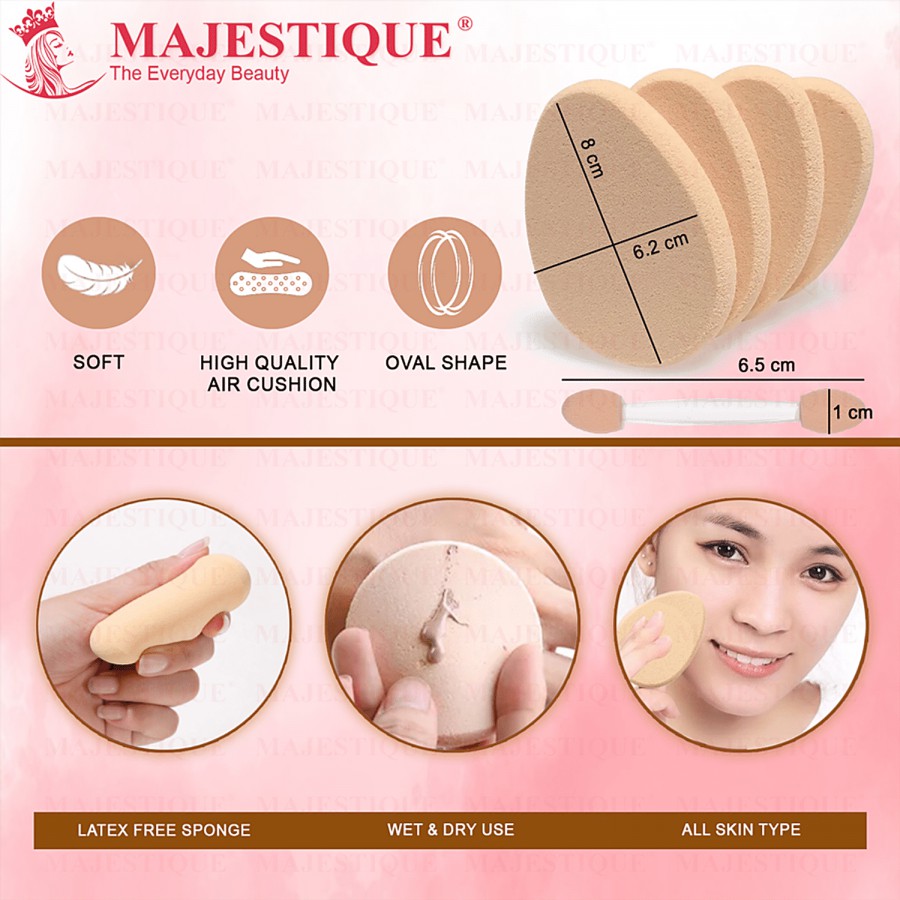 Majestique Flat Oval Shaped Face Makeup Sponge - Soft