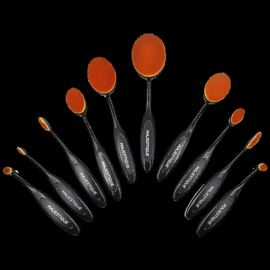 Majestique Premium Oval Makeup Brush Set - With Elegant Case