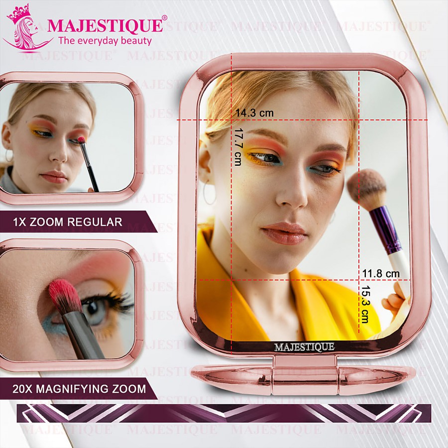 Majestique Table Top Dual Side Makeup Mirror - 1X/20X Square Magnifying Mirror