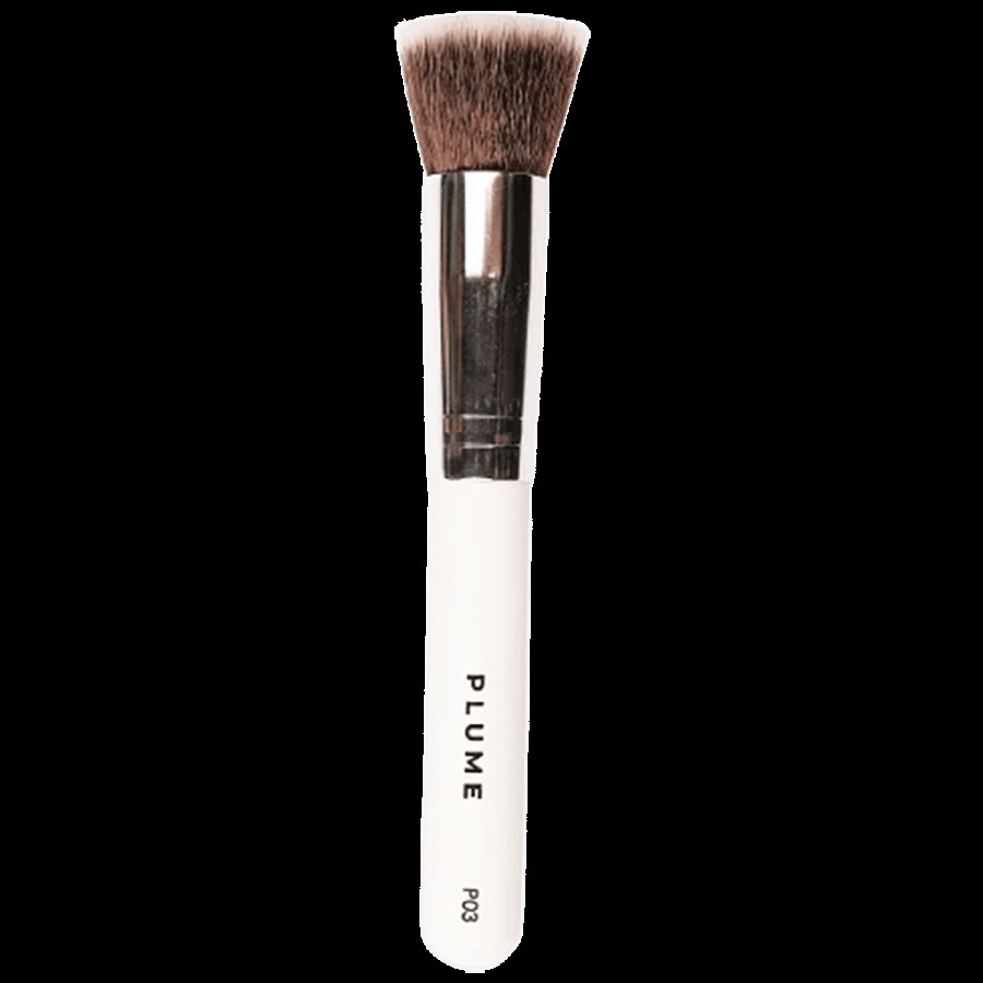 PLUME Professional Flat Top Foundation Kabuki Brush - For Flawless Make Up Application