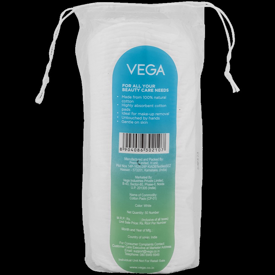 Vega Cotton Pads CP-01 - 100% Natural