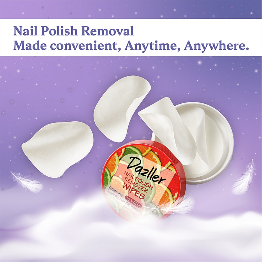 Dazller Nail Polish Remover Wipes - Acetone Free