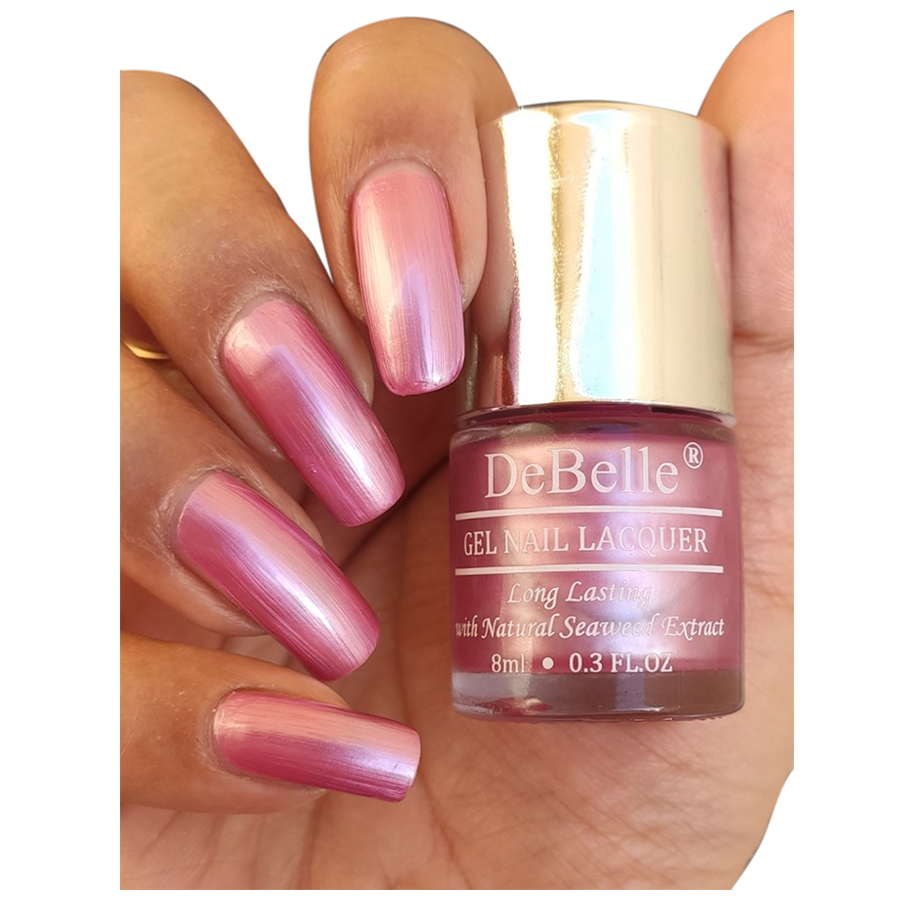 DeBelle Gel Nail Lacquer - Metallic Rose Pink Nail Polish