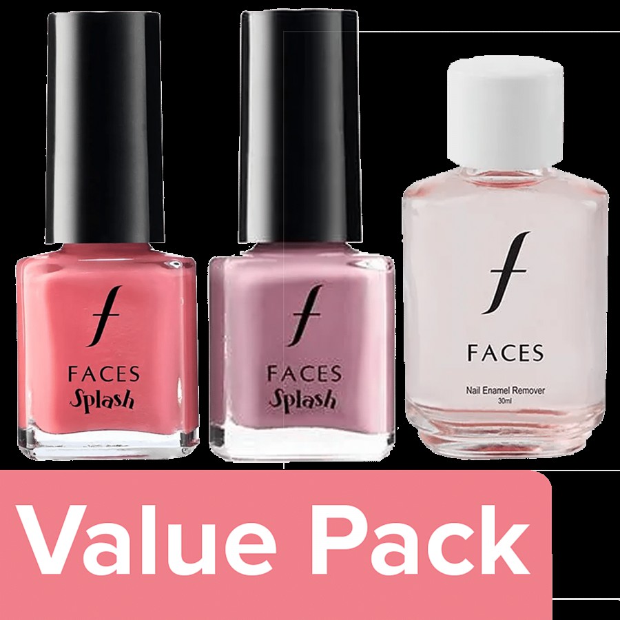 FACES CANADA Splash Nail Enamel - Ballerina & Floral Dream + Nail Enamel Remover