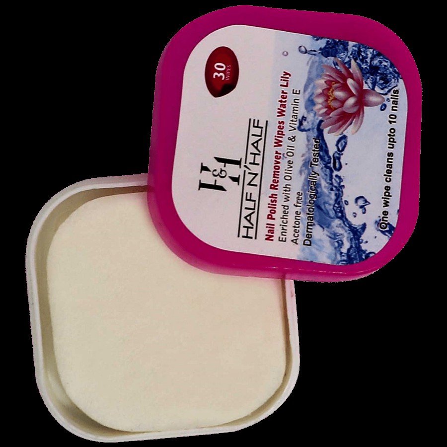 Half N Half Nail Polish Remover Wipes - Enriched With Olive Oil & Vitamin E