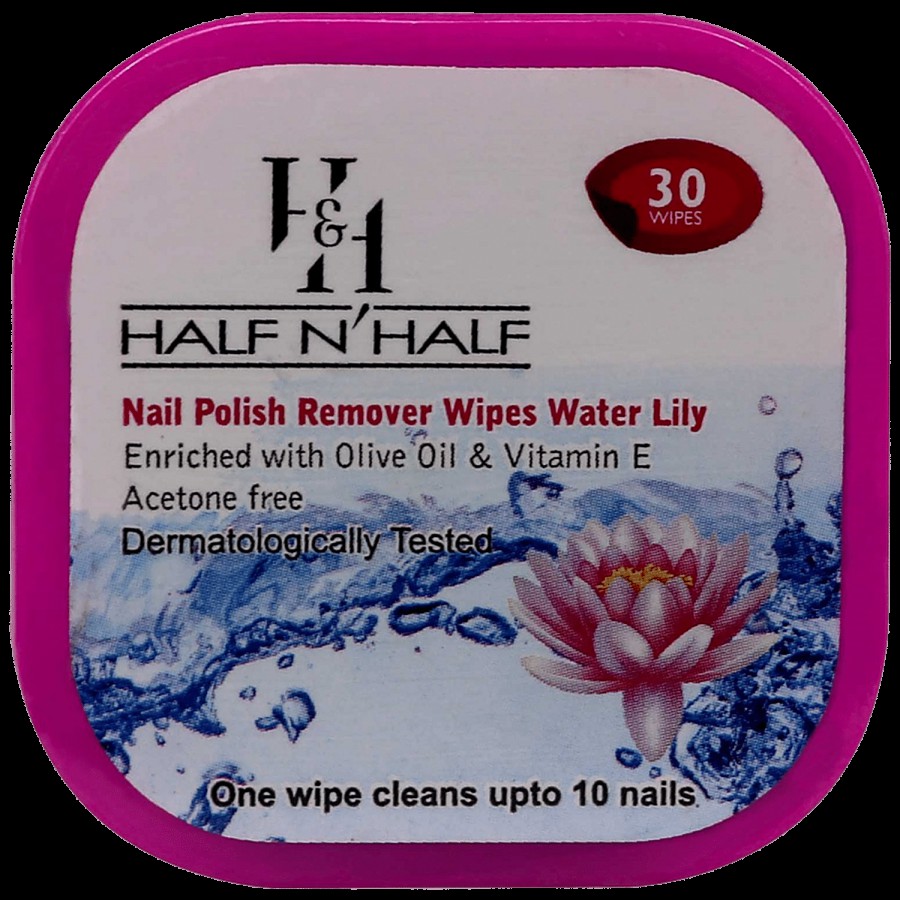 Half N Half Nail Polish Remover Wipes - Enriched With Olive Oil & Vitamin E