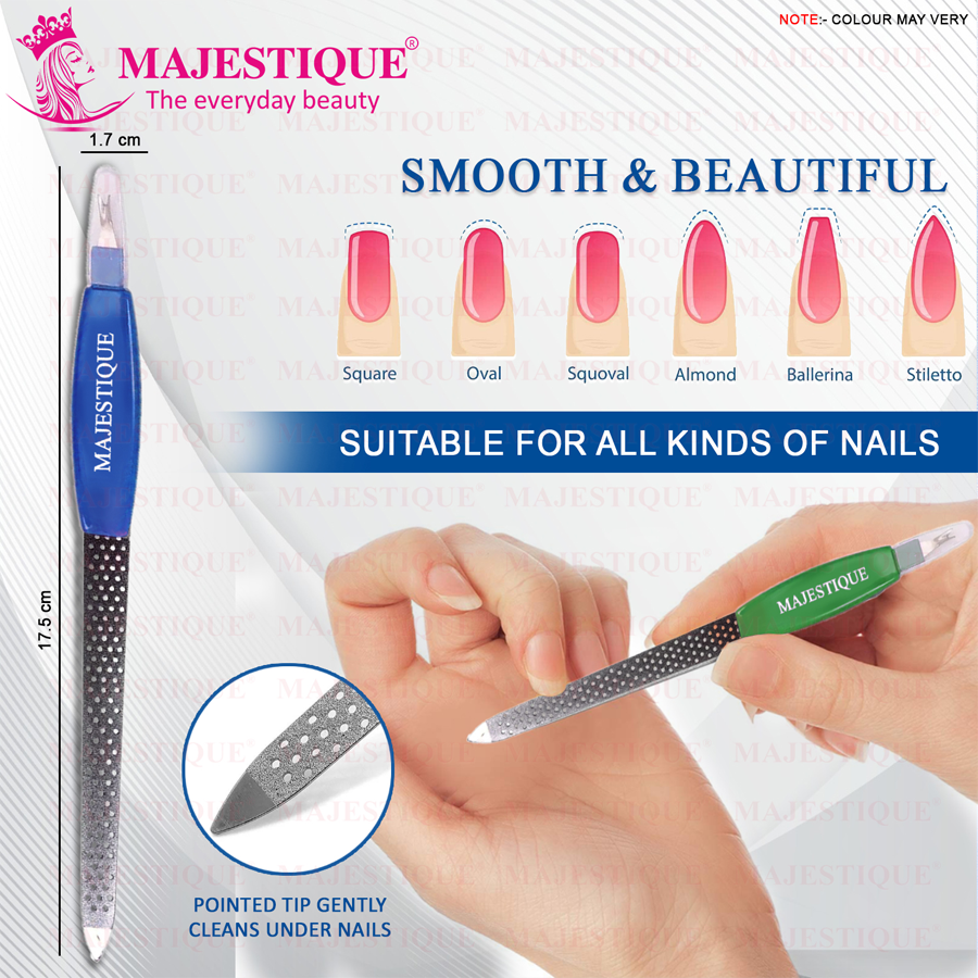 Majestique Stainless Steel Nail File - With Cuticle Remover