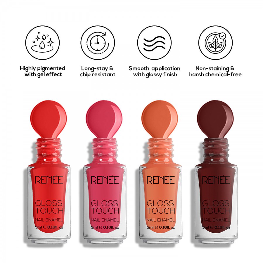 Renee Gloss Touch N03 Red Parade - Set of 4 Nail Enamels