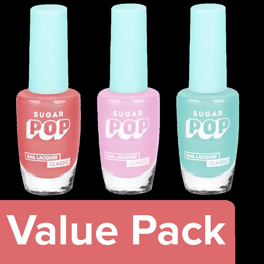 SUGAR POP Nail Lacquer Combo - 05 SalmonWonder+16 LavenderLit+17 MintMarvel