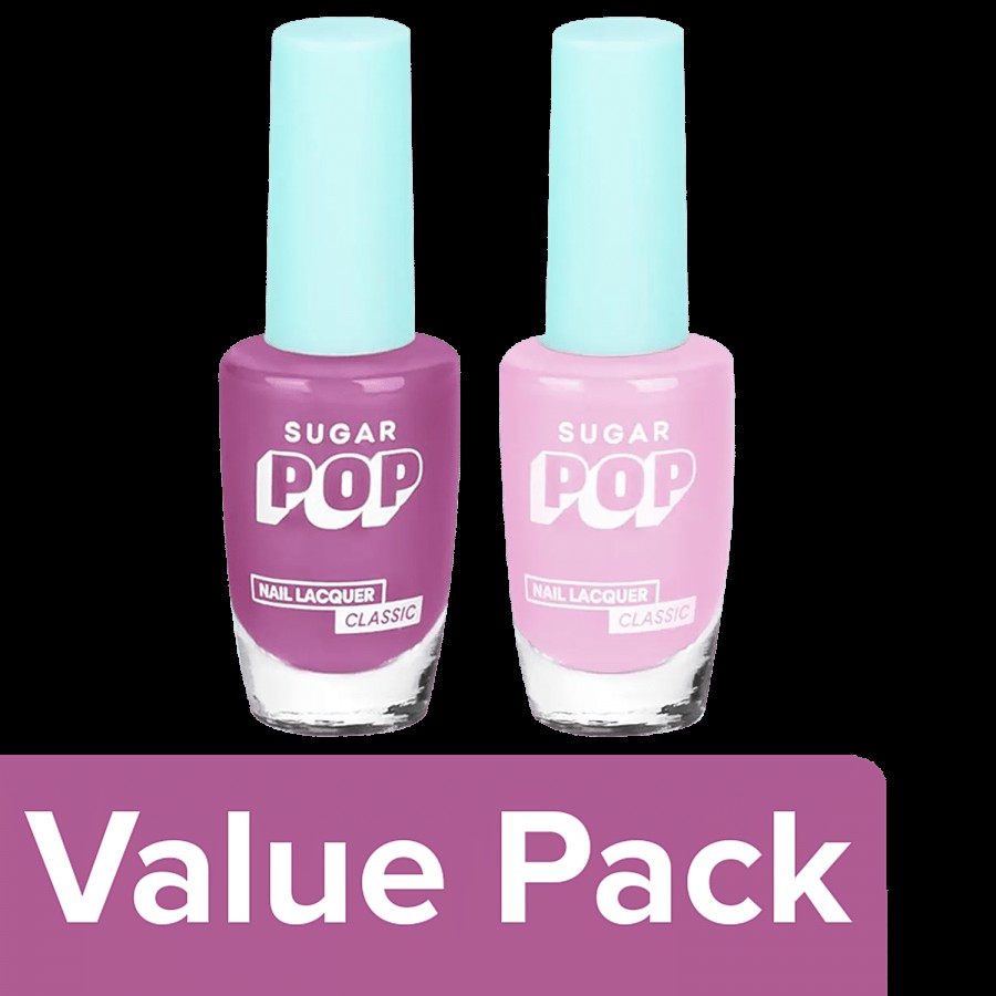 SUGAR POP Nail Lacquer Combo - 09 Lilac Rush 10 ml + 16 Lavender Lit 10 ml