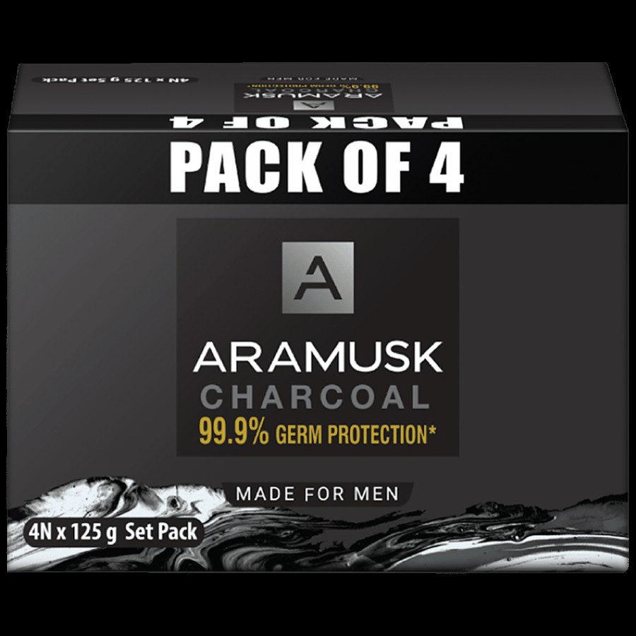 Aramusk Charcoal Bathing Soap for Men| 99.9% Germ Protection