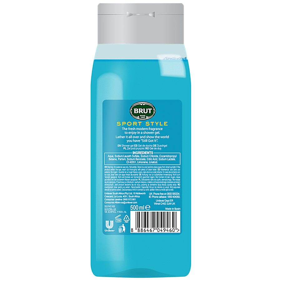 Brut Sport Style All-In-One Hair & Body Shower Gel - For Men