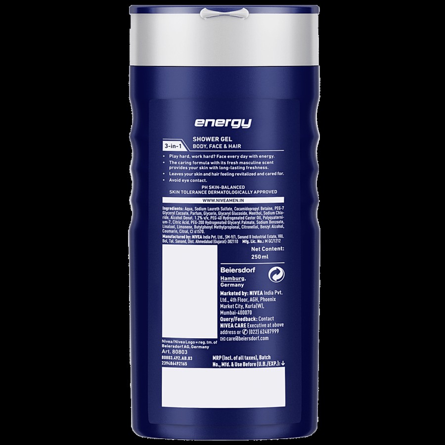 NIVEA Energy Shower Gel With Mint Extracts For Body