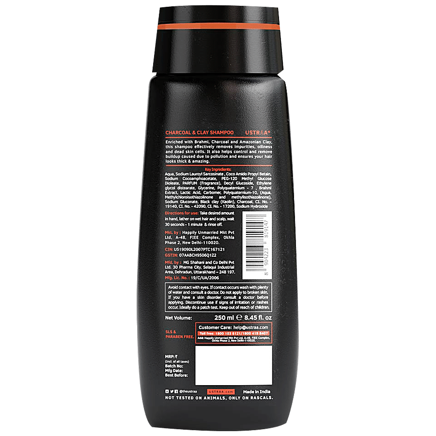 Ustraa Charcoal & Clay Shampoo - Cleansing & Oil Control