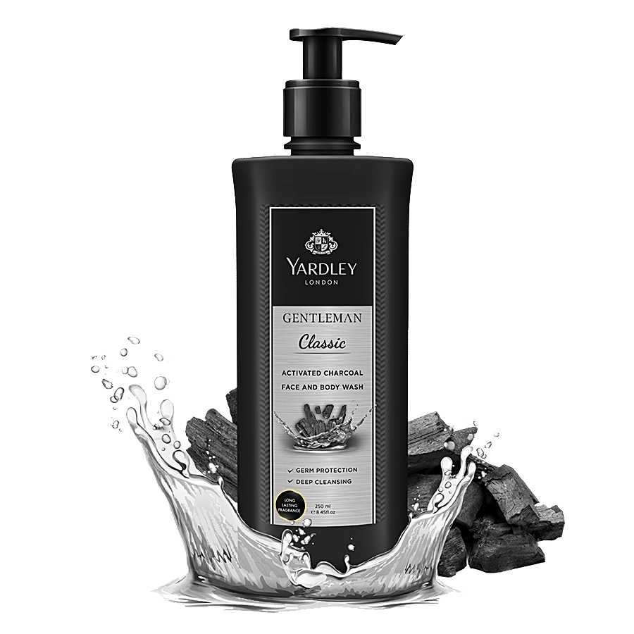 Yardley London Gentleman Classic Face & Body Wash With Activated Charcoal - For Men