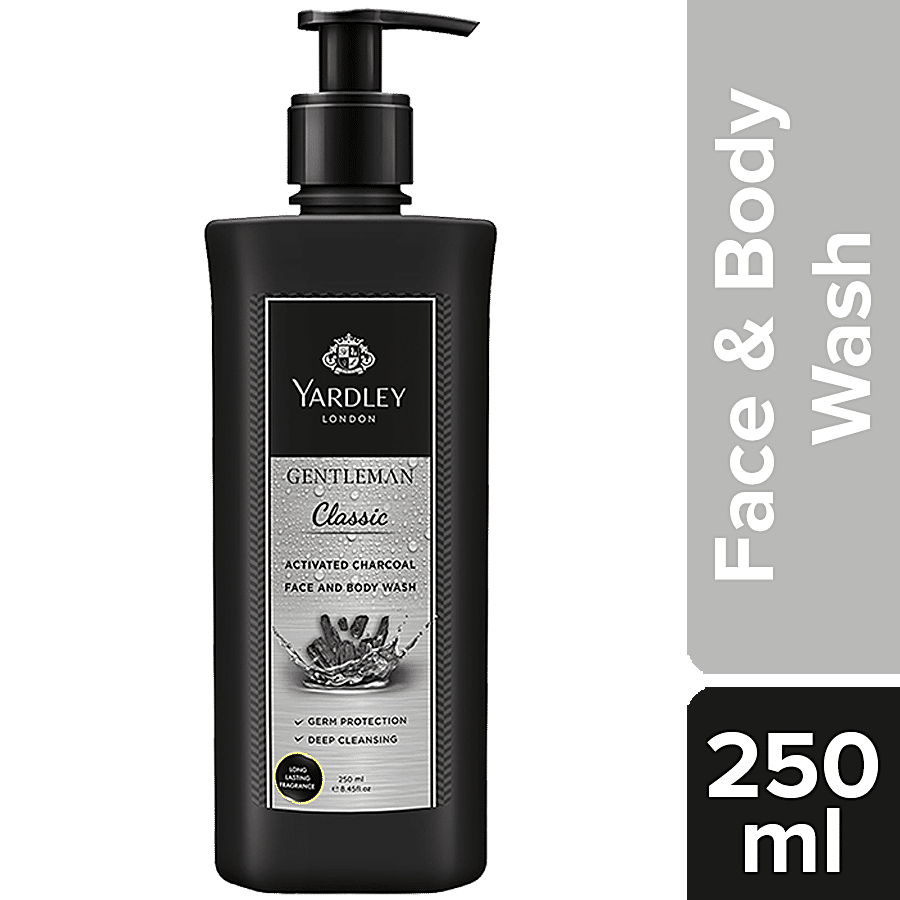 Yardley London Gentleman Classic Face & Body Wash With Activated Charcoal - For Men