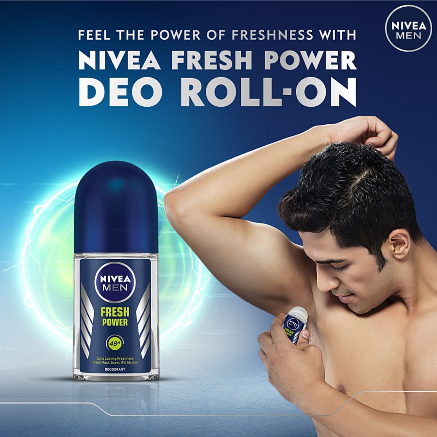 NIVEA Fresh Power Roll On Deodorant - With Musk Scent