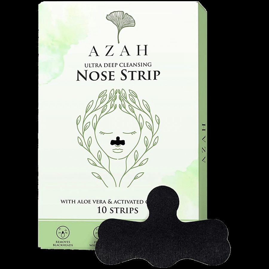 Azah Ultra Deep Cleansing Nose Strips For Blackhead Removal - With Aloe Vera & Activated Charcoal