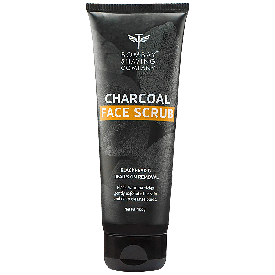 Bombay Shaving Company Charcoal Face Scrub With Black Sand - Exfoliates Skins & Removes Black Heads