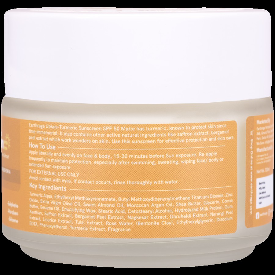 Earthraga Ubtan & Turmeric Matte Sunscreen - SPF 50