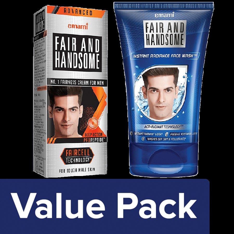 Fair And Handsome  Instant Instant Fairness Face Wash 100g + Fairness Cream-Dark Spot Reduction 60g