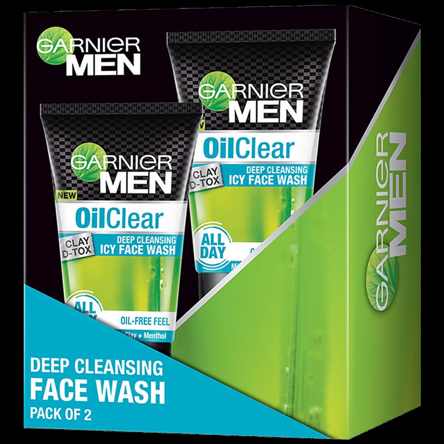 Garnier Men Oil Clear Clay D-Tox Deep Cleansing Icy Face Wash