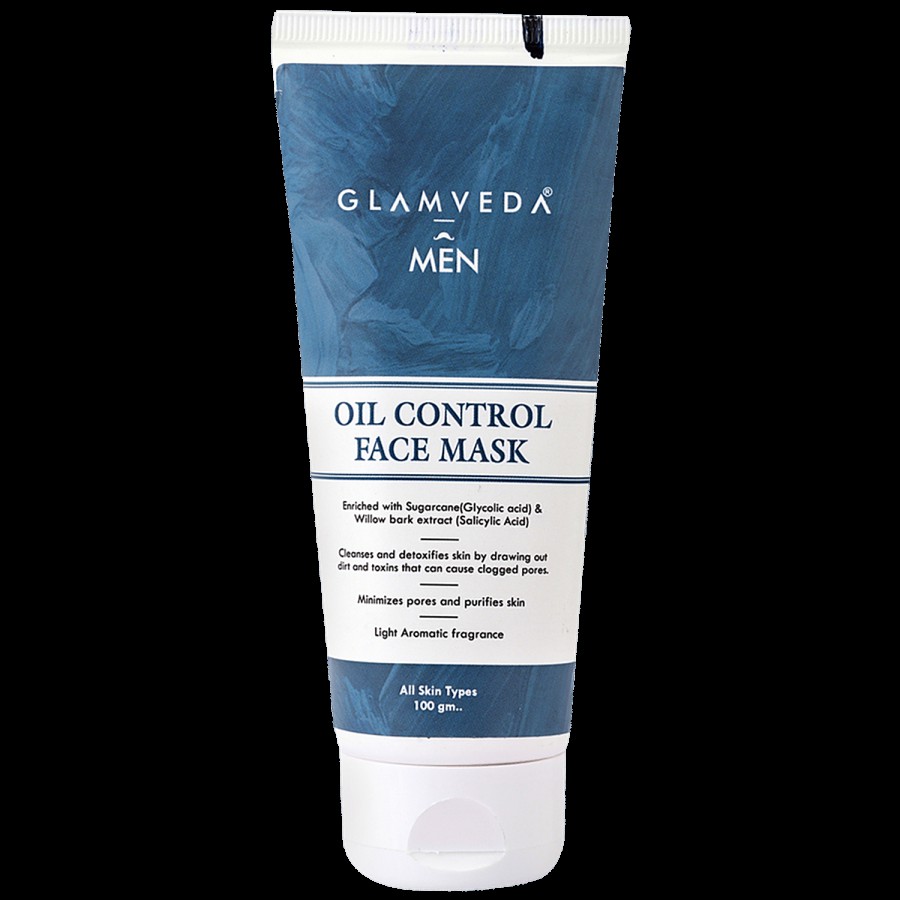 Glamveda Men Oil Control Face Mask - Light Aromatic Fragrance