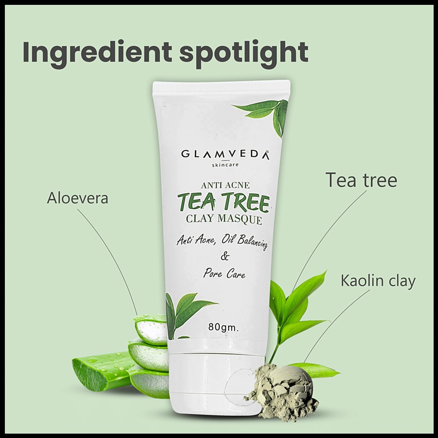 Glamveda Tea Tree Anti Acne Clay Masque - Oil Balancing & Pore Care